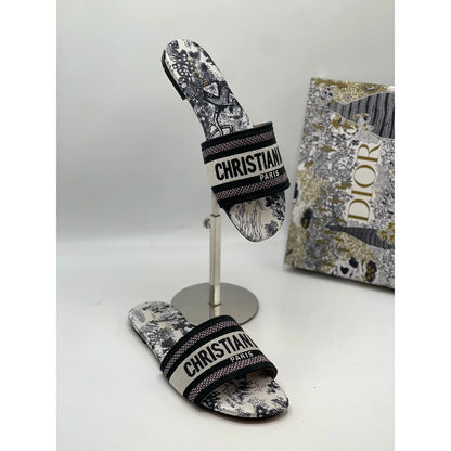 CHRISTIAN DIOR BLACK-WHITE DWAY SLIDE