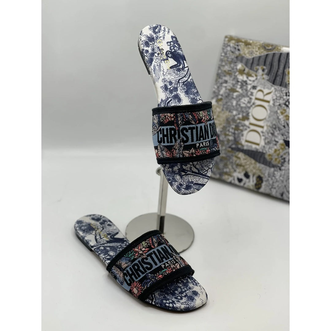 CHRISTIAN DIOR BLUE-WHITE DWAY SLIDE
