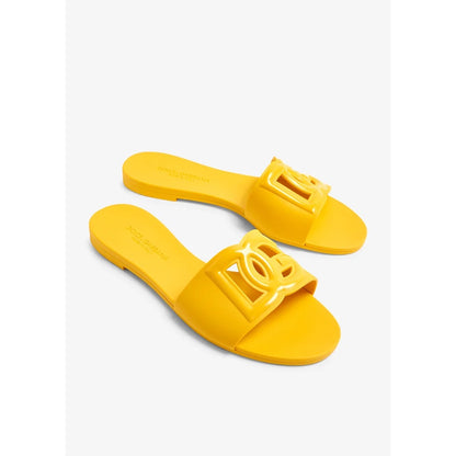 DOLCE & GABBANA BIANCA YELLOW SLIDES DG EMBOSSED LOGO