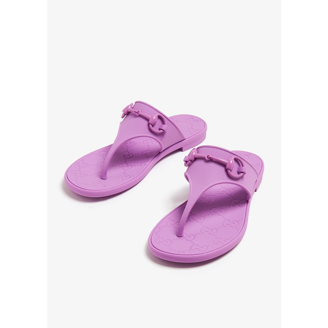 GUCCI HORSEBIT LILAC THONG RUBBER SANDAL