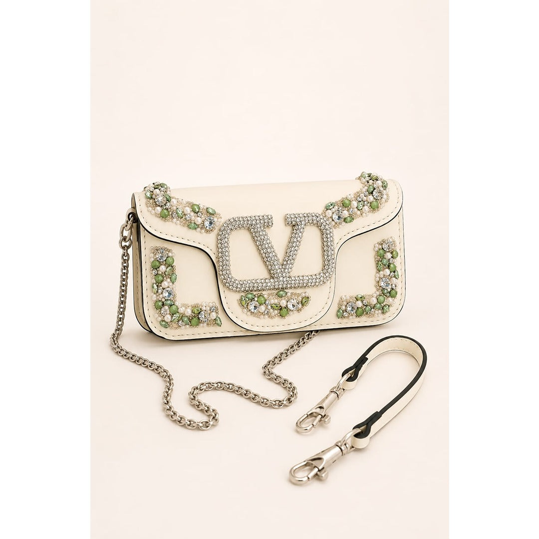 VALENTINO GARAVANI MICRO LOCO EMBELLISHED CRYSTAL SHOULDER BAG