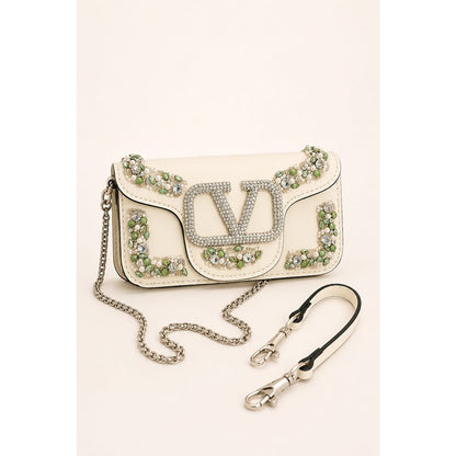 VALENTINO GARAVANI MICRO LOCO EMBELLISHED CRYSTAL SHOULDER BAG