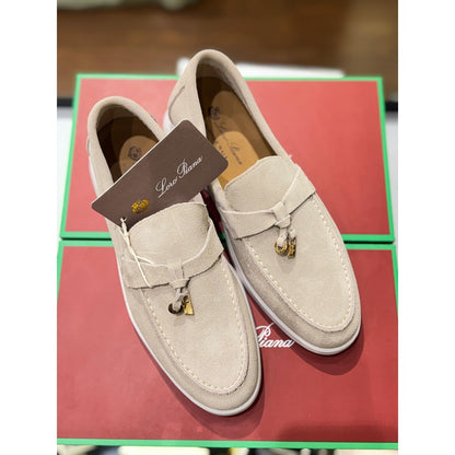 LORO PIANA GREY SUMMER WALK CASUAL BALLET LOAFERS