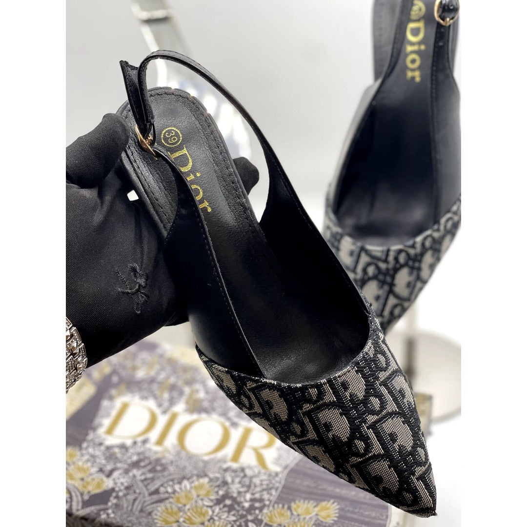 DIOR J’ADIOR SLINGBACK GREY BLACK OBLIQUE