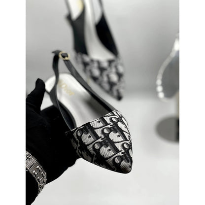 DIOR J’ADIOR SLINGBACK WHITE BLACK OBLIQUE