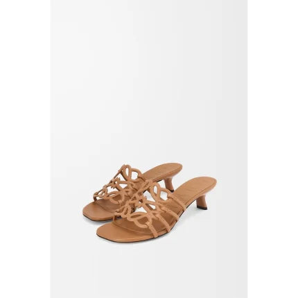 LOEWE PETAL ANAGRAM CAMEL SLIDE CALF SKIN
