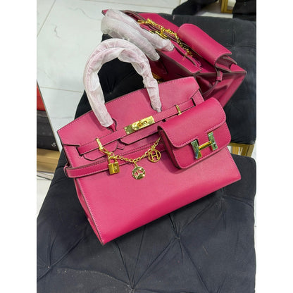 HERMES BIRKIN LEATHER HANDLE BAG 2 PC
