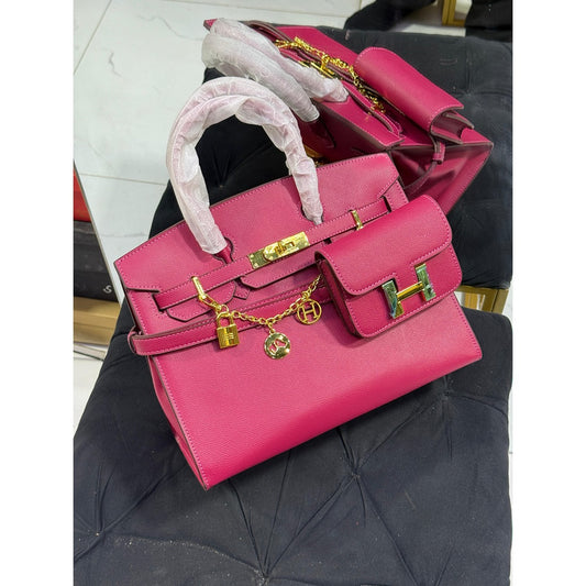 HERMES BIRKIN LEATHER HANDLE BAG 2 PC