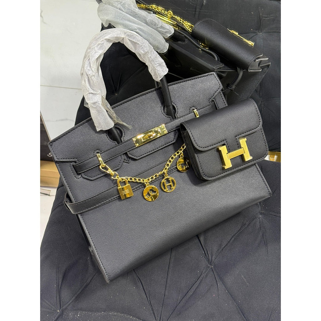HERMES BIRKIN LEATHER HANDLE BAG 2 PC