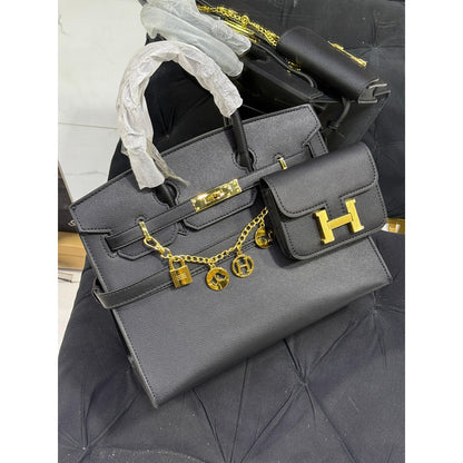 HERMES BIRKIN LEATHER HANDLE BAG 2 PC