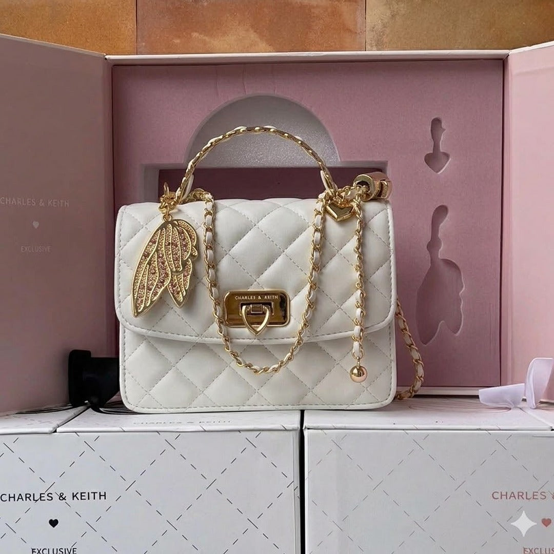 CHARLES & KEITH CRESSIDA QUILTED TOP HANDLE BAG QIXI GIFT SET