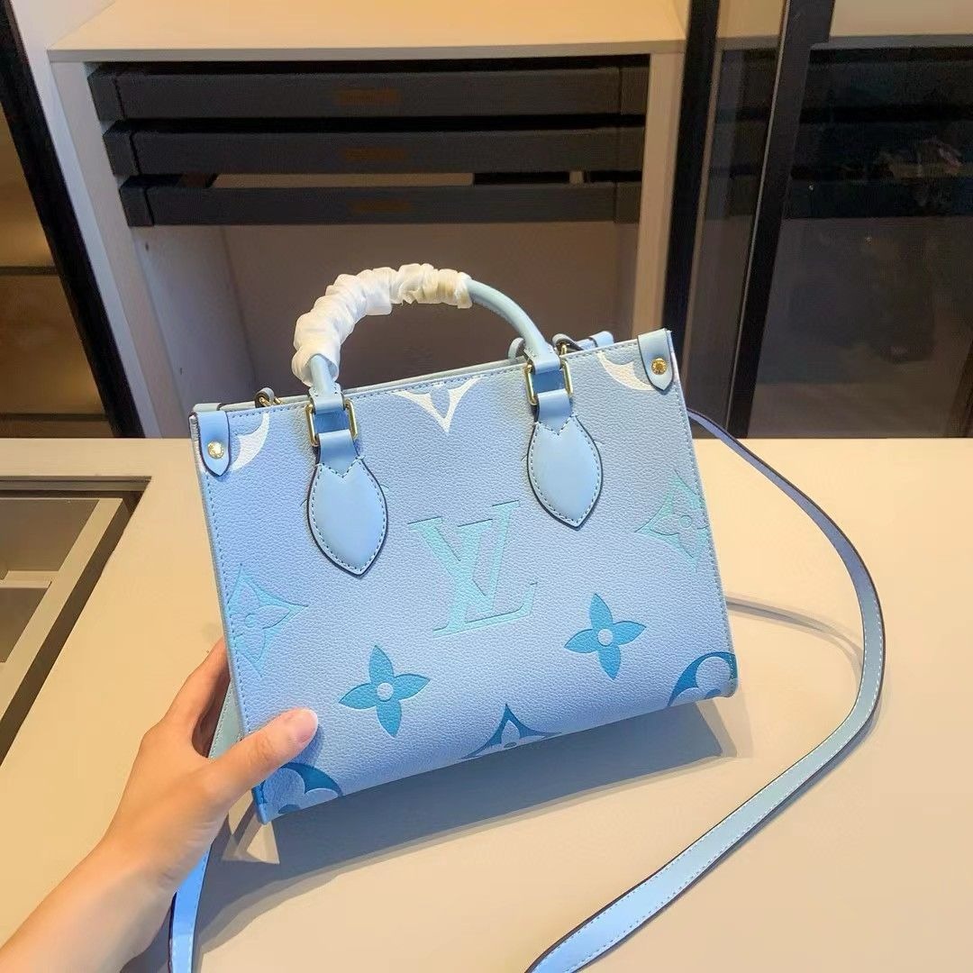 LOUIS VUITTON ONTHE GO PM LIGHT BLUE MONOGRAM BAG