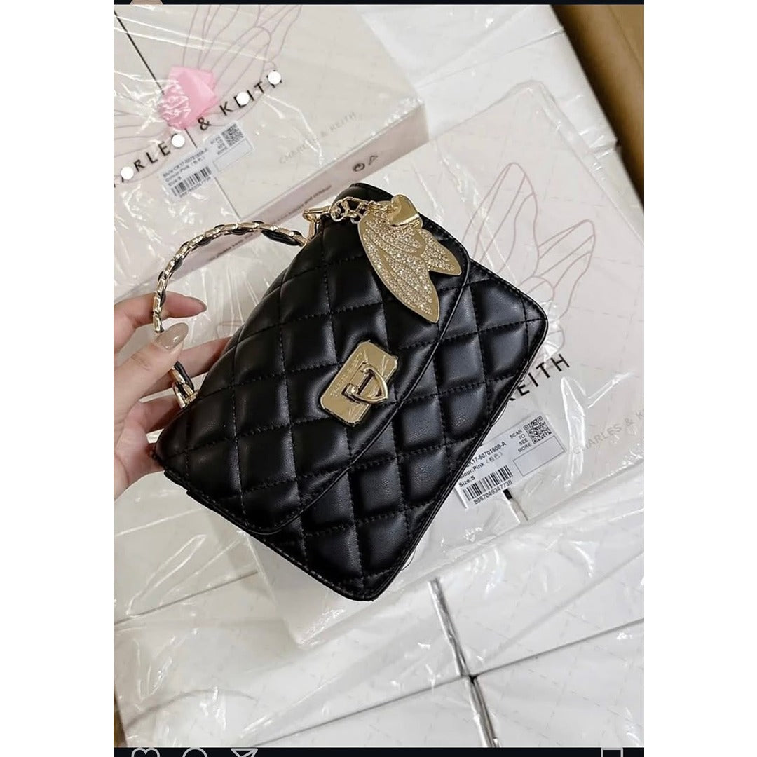 CHARLES & KEITH CRESSIDA QUILTED TOP HANDLE BAG QIXI GIFT SET