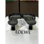 LOEWE PETAL ANAGRAM BLACK SLIDE CALF SKIN