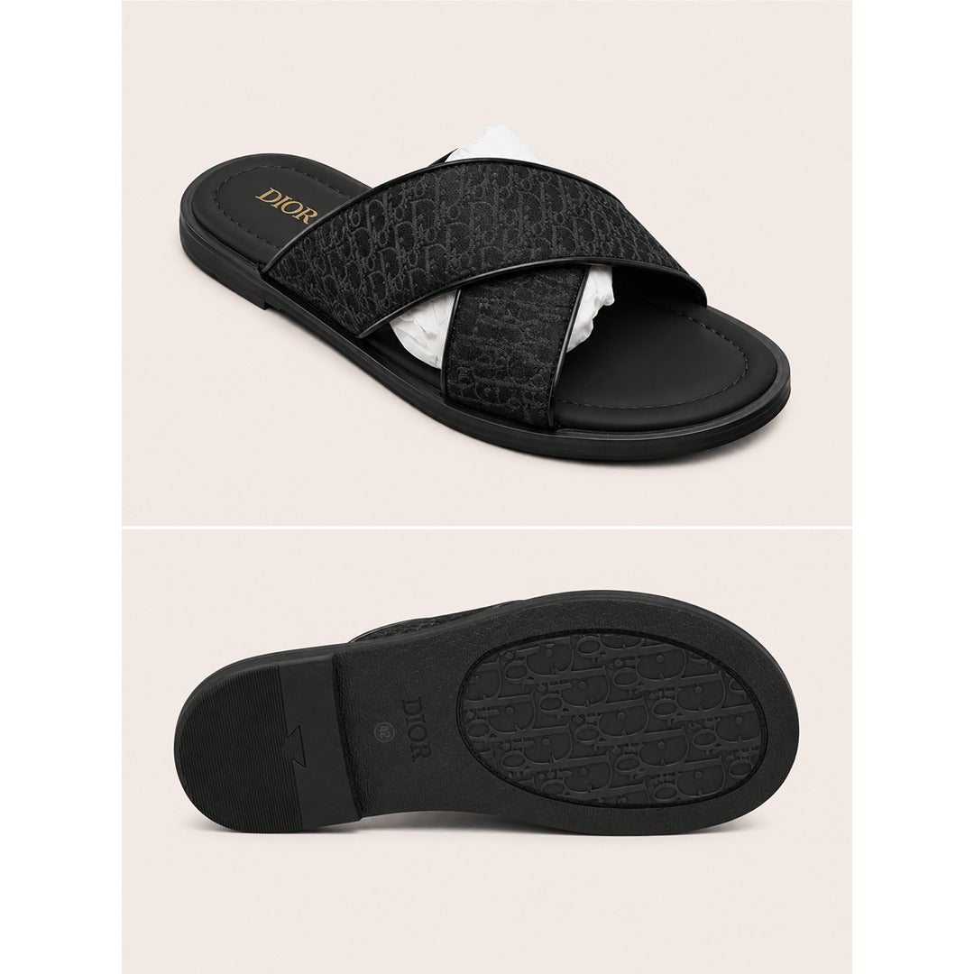 CHRISTIAN DIOR GRAY BLACK OBLIQUE ALIAS SANDAL