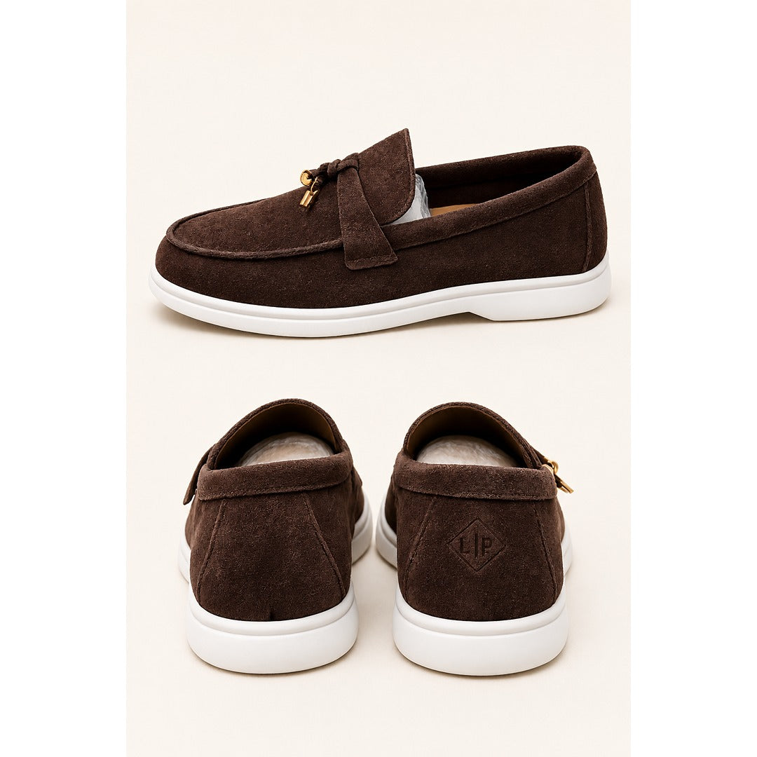 LORO PIANA CHOCOLATE BROWN SUMMER WALK CASUAL BALLET LOAFERS