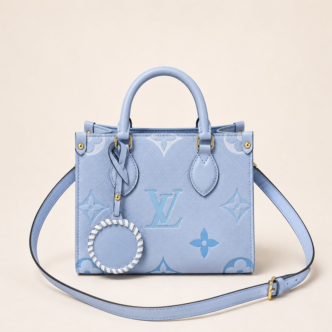 LOUIS VUITTON ONTHE GO PM LIGHT BLUE MONOGRAM BAG