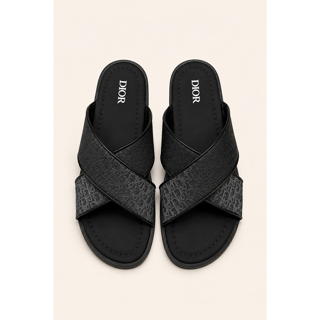 CHRISTIAN DIOR GRAY BLACK OBLIQUE ALIAS SANDAL