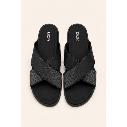 CHRISTIAN DIOR GRAY BLACK OBLIQUE ALIAS SANDAL