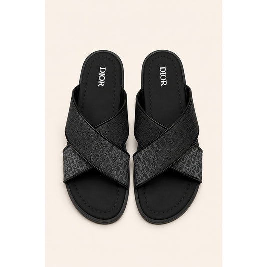 CHRISTIAN DIOR GRAY BLACK OBLIQUE ALIAS SANDAL