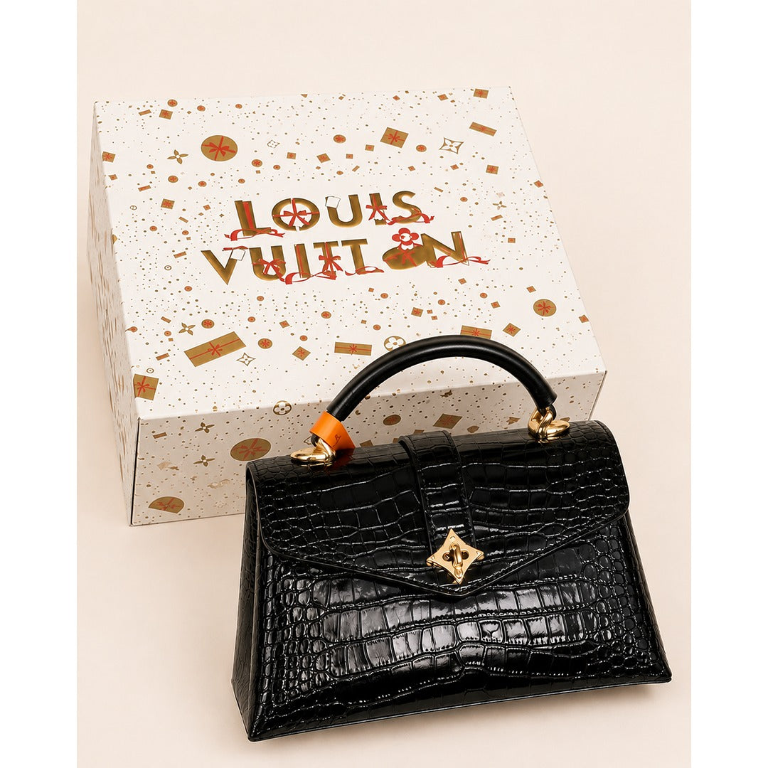 LOUIS VUITTON CROCODILE EMBOSSED SATCHEL HANDLE BAG