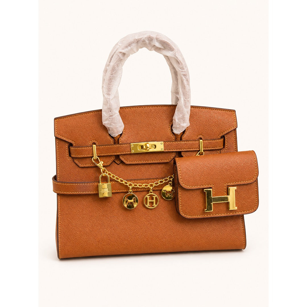 HERMES BIRKIN LEATHER HANDLE BAG 2 PC