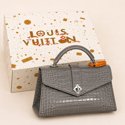 LOUIS VUITTON CROCODILE EMBOSSED SATCHEL HANDLE BAG