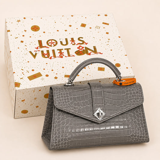 LOUIS VUITTON CROCODILE EMBOSSED SATCHEL HANDLE BAG