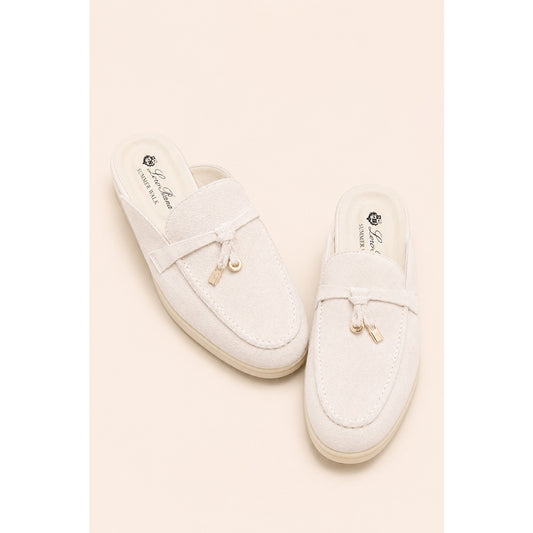 LORO PIANA OFF WHITE SUMMER CHARM BABOUCHE LOAFER SUEDE