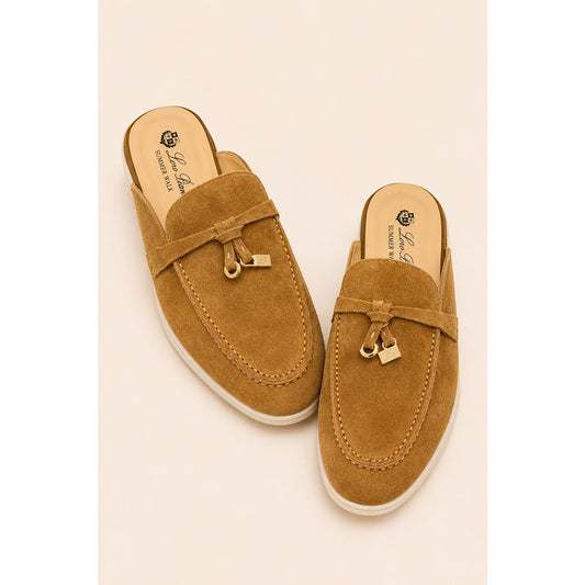 LORO PIANA CAMEL SUMMER CHARM BABOUCHE LOAFER SUEDE