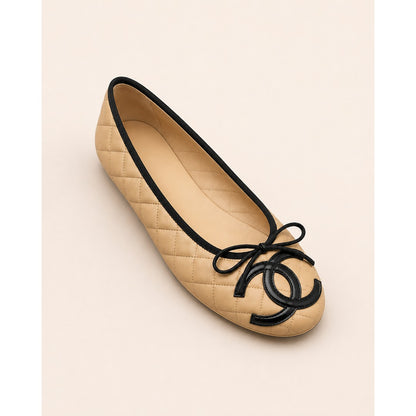 CHANEL QUILTED INTERLOCKING CC BALLET FLATS WITH COLORS
