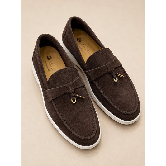 LORO PIANA CHOCOLATE BROWN SUMMER WALK CASUAL BALLET LOAFERS