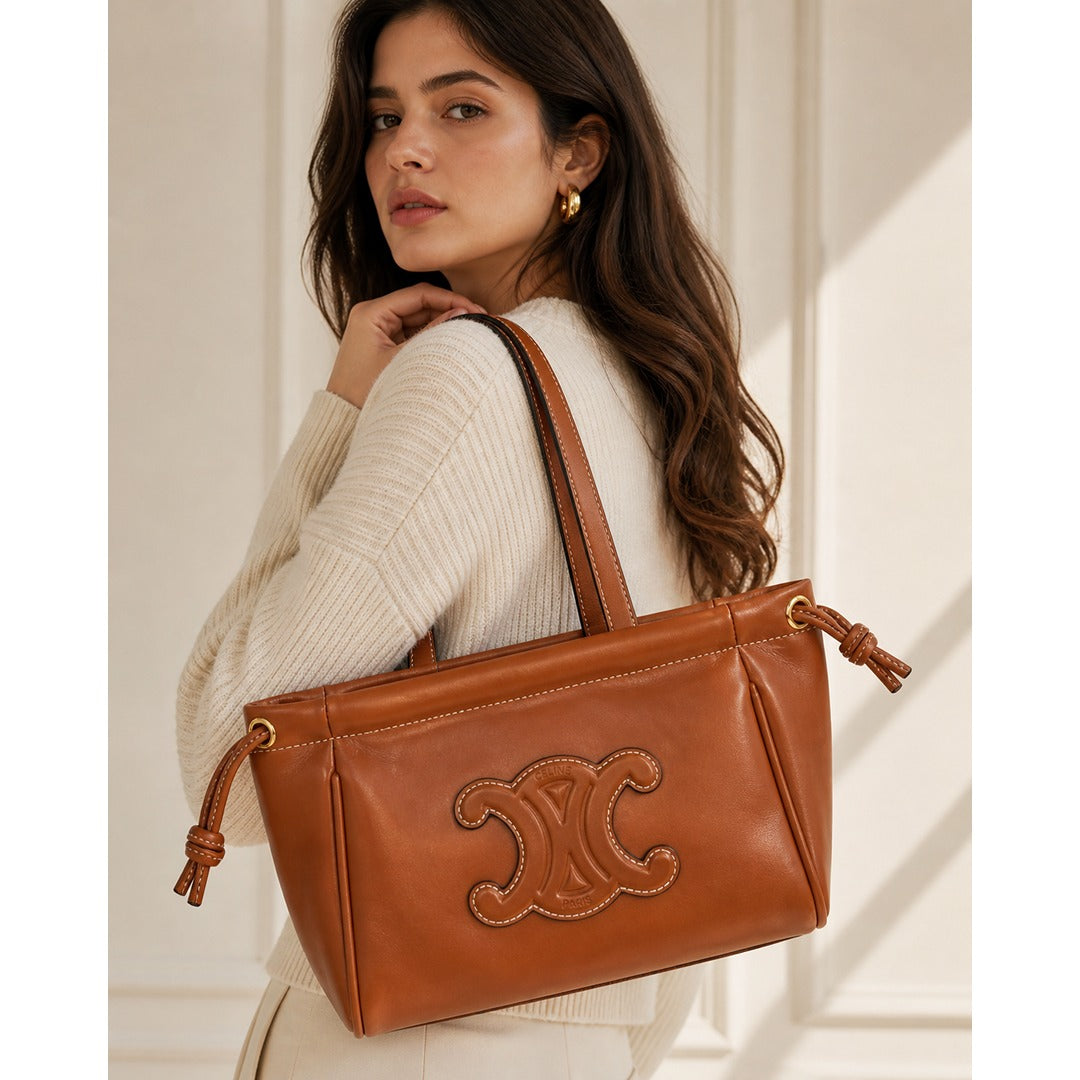 CELINE SMALL CABAS DRAWSTRING CUIR TRIOMPHE