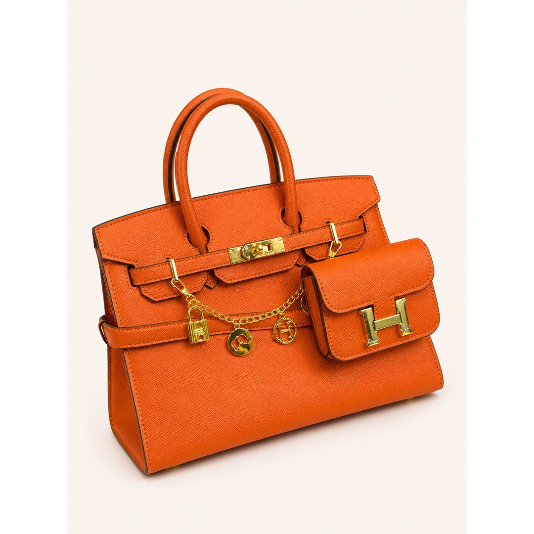 HERMES BIRKIN LEATHER HANDLE BAG 2 PC