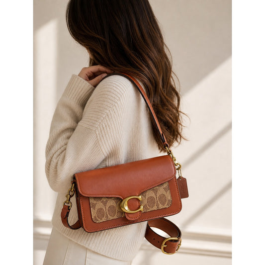 COACH TABBY 20 BROWN SIGNATURE CANVAS SHOULDER BAG