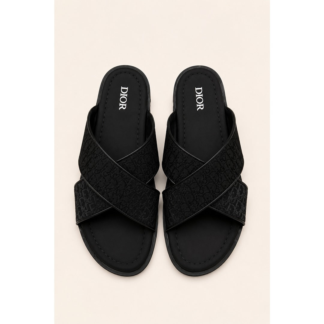 CHRISTIAN DIOR ALL BLACK OBLIQUE ALIAS SANDAL