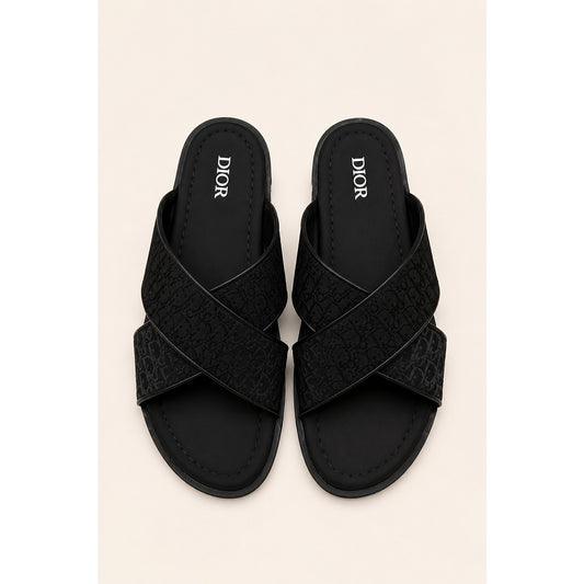 CHRISTIAN DIOR ALL BLACK OBLIQUE ALIAS SANDAL