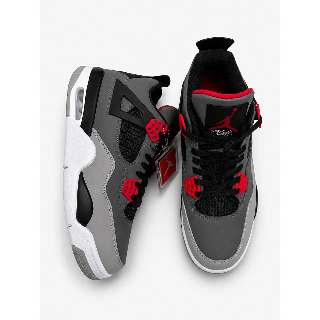 NIKE AIR JORDAN RETRO 4 GREY RED SHOES