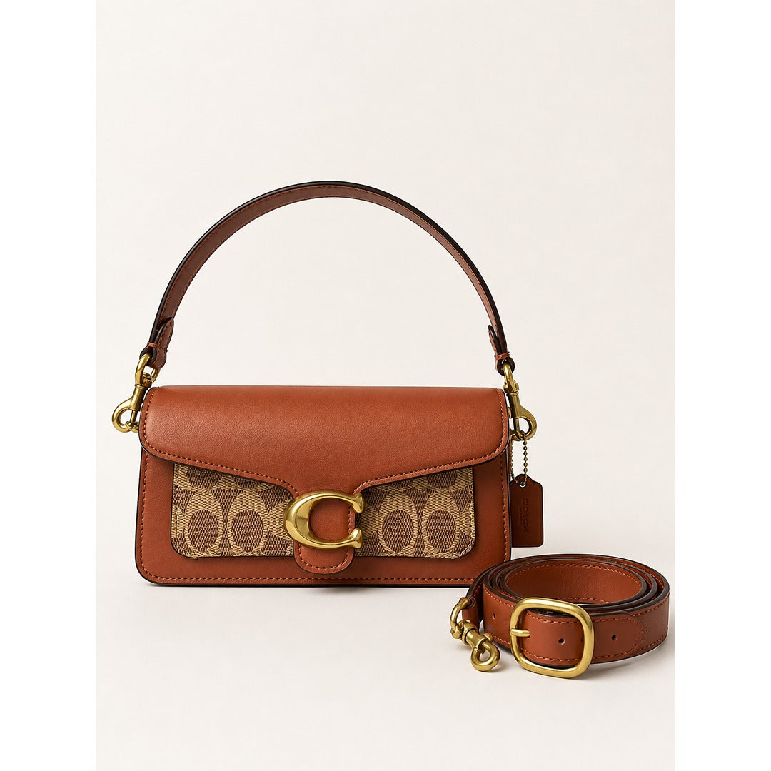 COACH TABBY 20 BROWN SIGNATURE CANVAS SHOULDER BAG