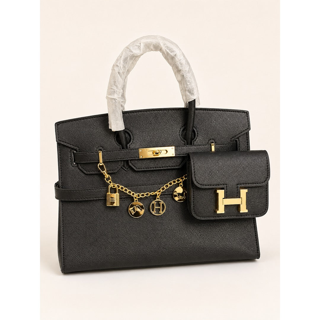HERMES BIRKIN LEATHER HANDLE BAG 2 PC