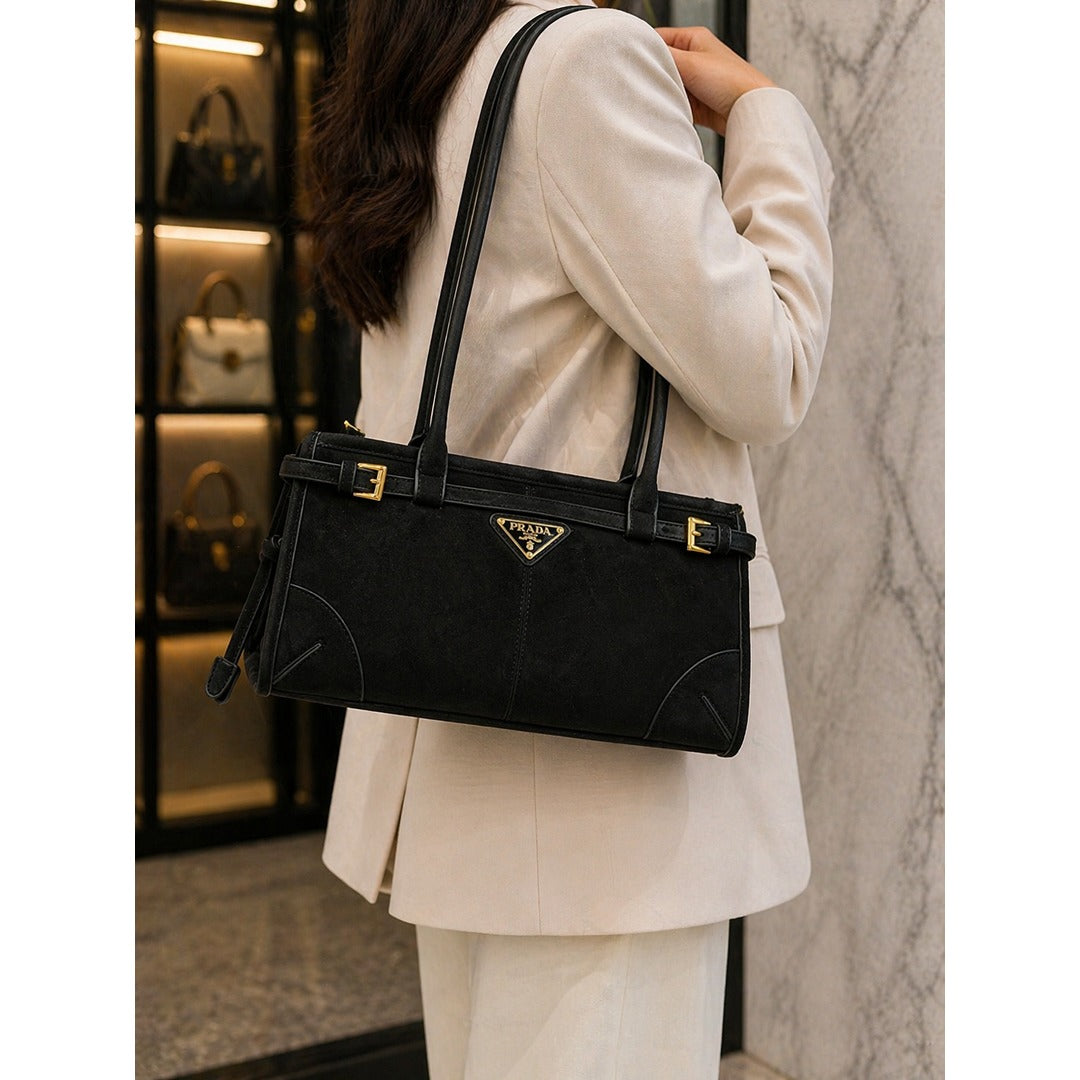 PRADA BONNIE MEDIUM SUEDE SHOULDER BAG