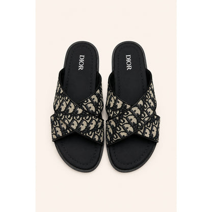 CHRISTIAN DIOR CREAM BLACK OBLIQUE ALIAS SANDAL