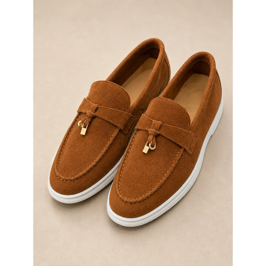 LORO PIANA TAN BROWN SUMMER WALK CASUAL BALLET LOAFERS