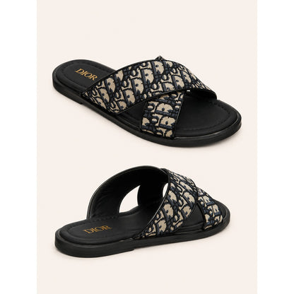 CHRISTIAN DIOR CREAM BLACK OBLIQUE ALIAS SANDAL