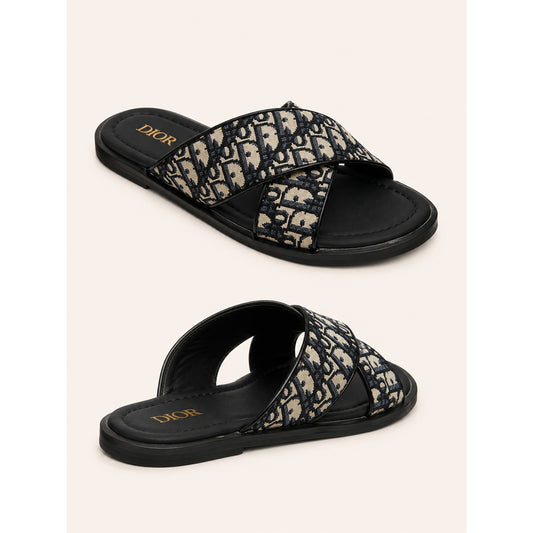 CHRISTIAN DIOR CREAM BLACK OBLIQUE ALIAS SANDAL