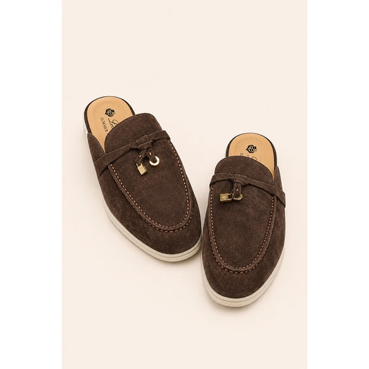 LORO PIANA BROWN SUMMER CHARM BABOUCHE LOAFER SUEDE
