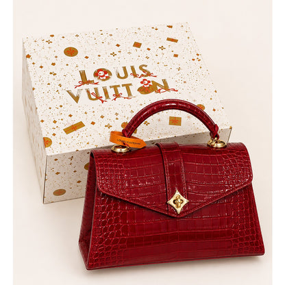 LOUIS VUITTON CROCODILE EMBOSSED SATCHEL HANDLE BAG