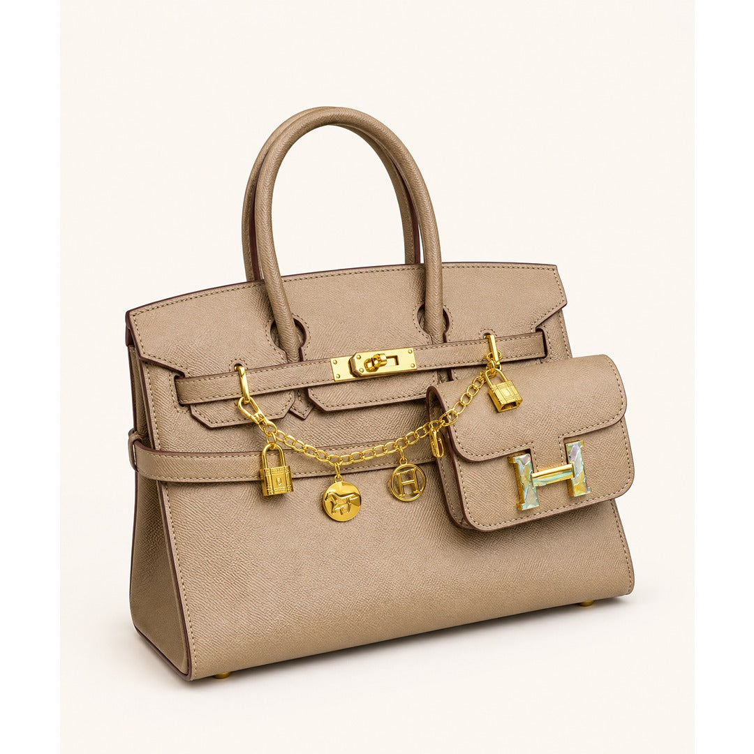 HERMES BIRKIN LEATHER HANDLE BAG 2 PC