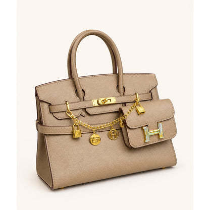 HERMES BIRKIN LEATHER HANDLE BAG 2 PC