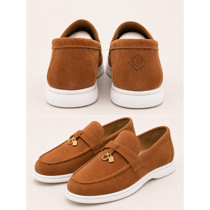 LORO PIANA TAN BROWN SUMMER WALK CASUAL BALLET LOAFERS